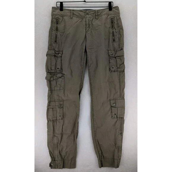 Athleta Cargo Hiking Jogger Pants Army Green Zip Pockets Size 10 Tactical Style - Picture 1 of 13